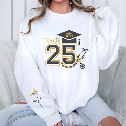 2025 RN Graduation Sweatshirt, Personalized Sweatshirt, Crewneck, Nursing Student Gift, Gift for nurse, Nurse Graduation Sweaters, RN Gifts