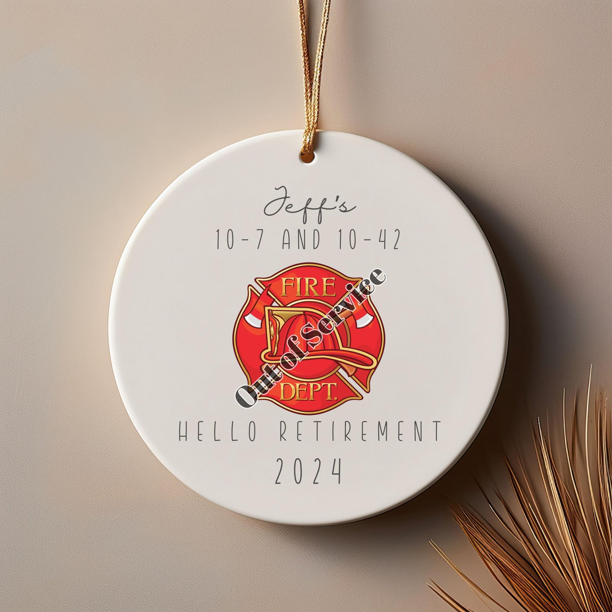 Personalized Fireman Retirement Ornament, Retirement Gifts, First Responder, Coworker Ornament, Firefighter Retirement, Retirement