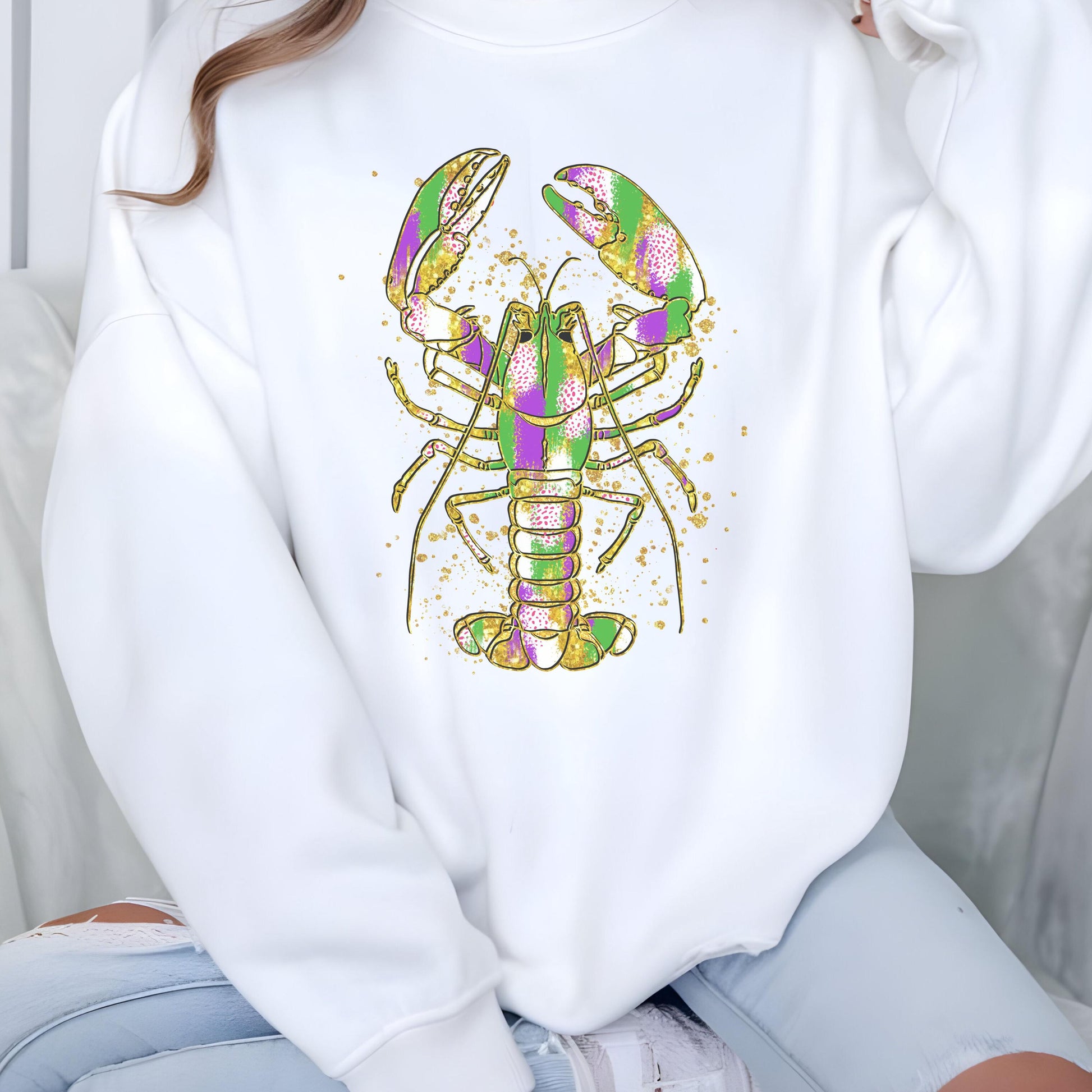 Mardi Gras Crawfish Sweatshirt, Mardi Gras Carnival Shirt, Masquerade, Brushstroke Mardi Gras, Fat Tuesday, Louisiana Mardi Gras