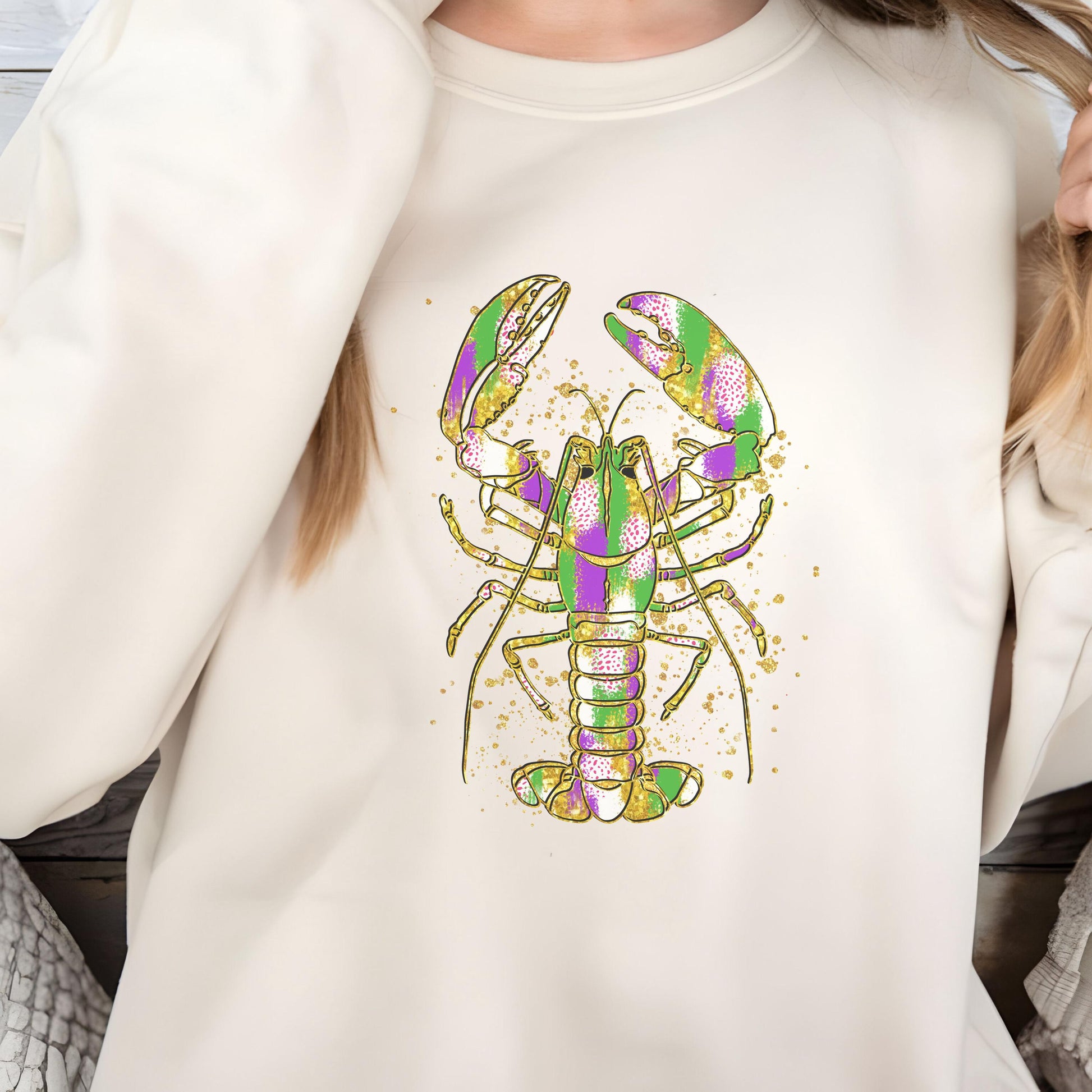 Mardi Gras Crawfish Sweatshirt, Mardi Gras Carnival Shirt, Masquerade, Brushstroke Mardi Gras, Fat Tuesday, Louisiana Mardi Gras