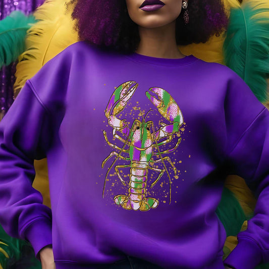 Mardi Gras Crawfish Sweatshirt, Mardi Gras Carnival Shirt, Masquerade, Brushstroke Mardi Gras, Fat Tuesday, Louisiana Mardi Gras