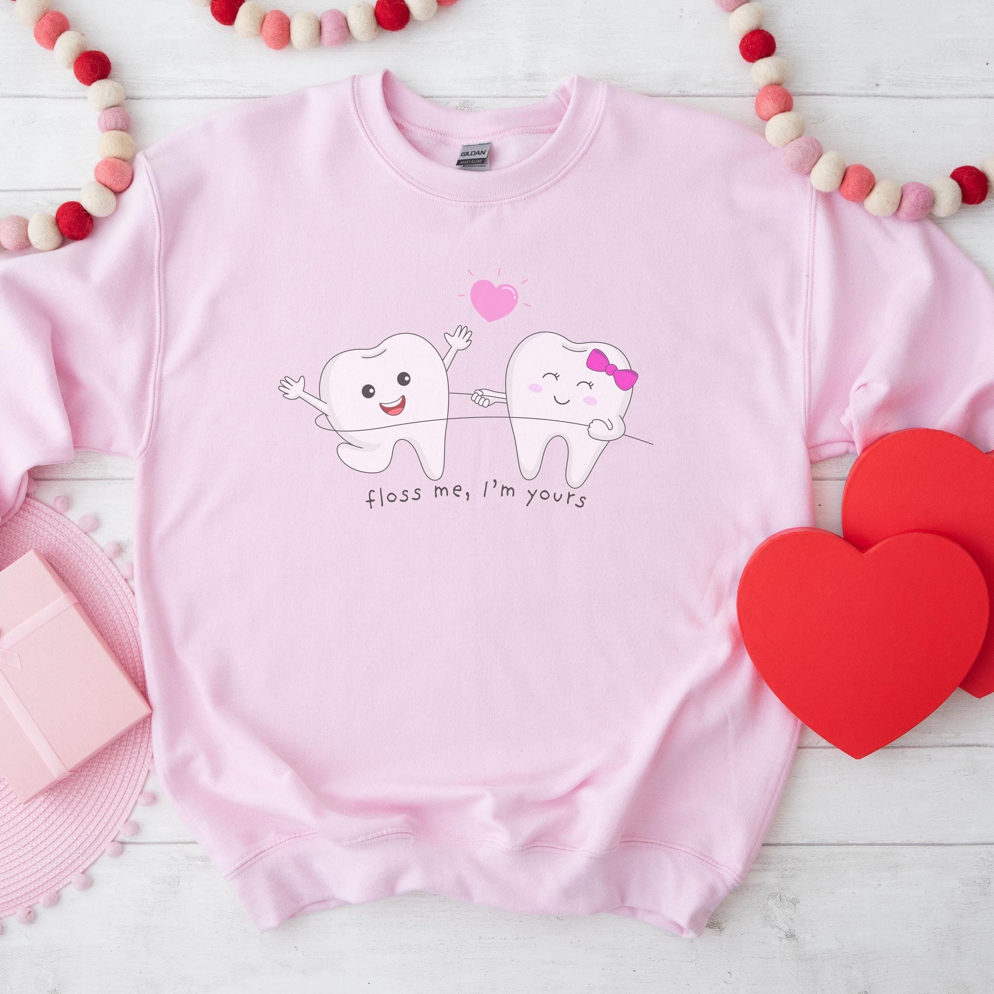 Floss Me I'm Yours Funny Valentine Sweatshirt, Funny Dental Sweater, Dental Hygiene gifts, Dental squad, Dental hygienist shirt