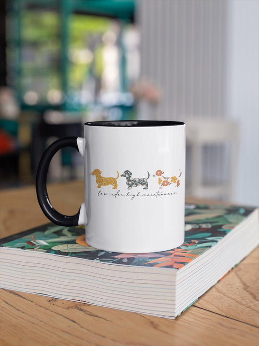 Low Rider High Maintenance Funny Dachshund Ceramic Mug, Dog Mom, Doxie, Dachshund Coffee Mug, Dachshund mom, Wiener Dog Mom Mug, Coffee Mug