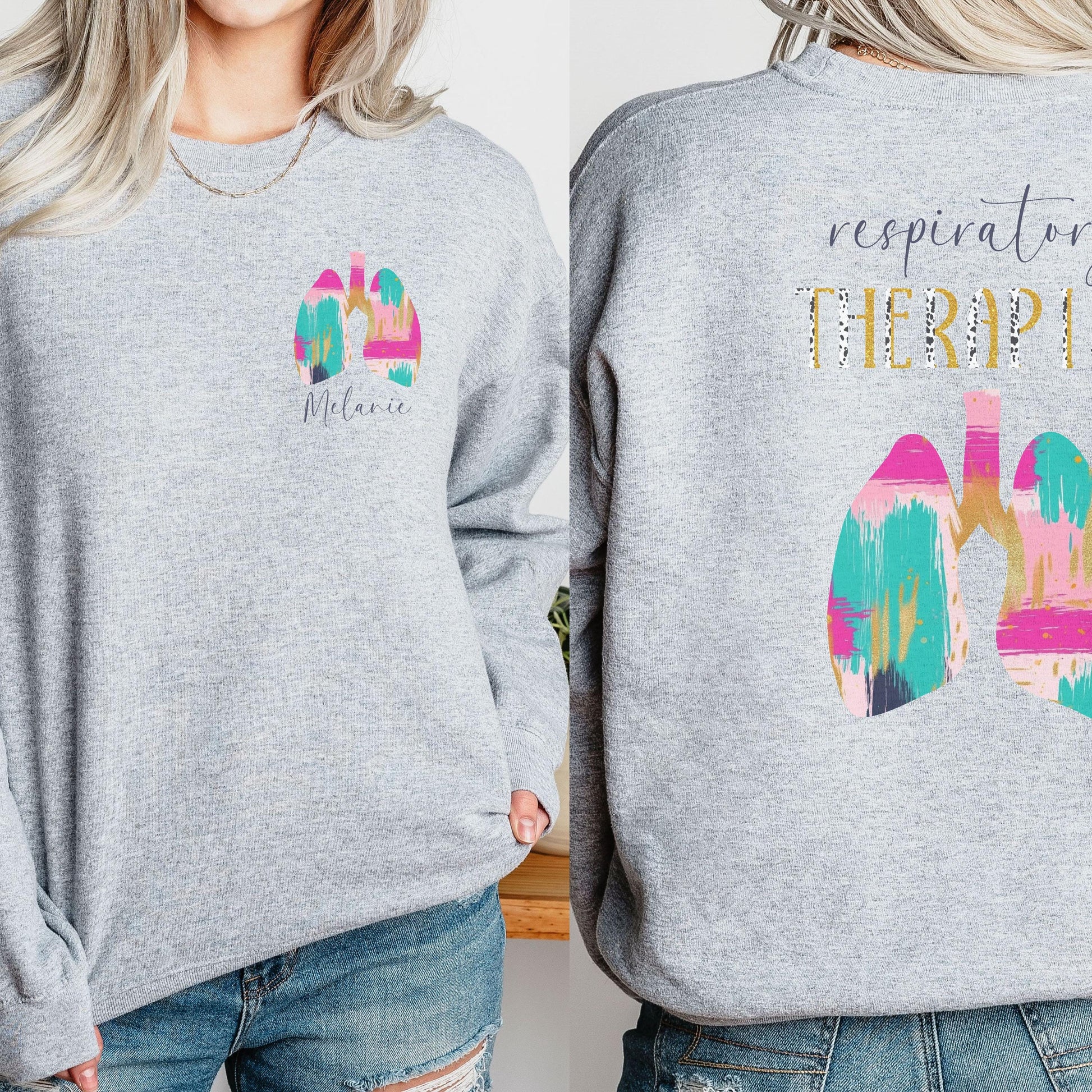 Personalized Brushstroke Respiratory Therapist Sweatshirt, RT Pullover, Graduation Gift, Gift for Respiratory Therapist, RT sweatshirt