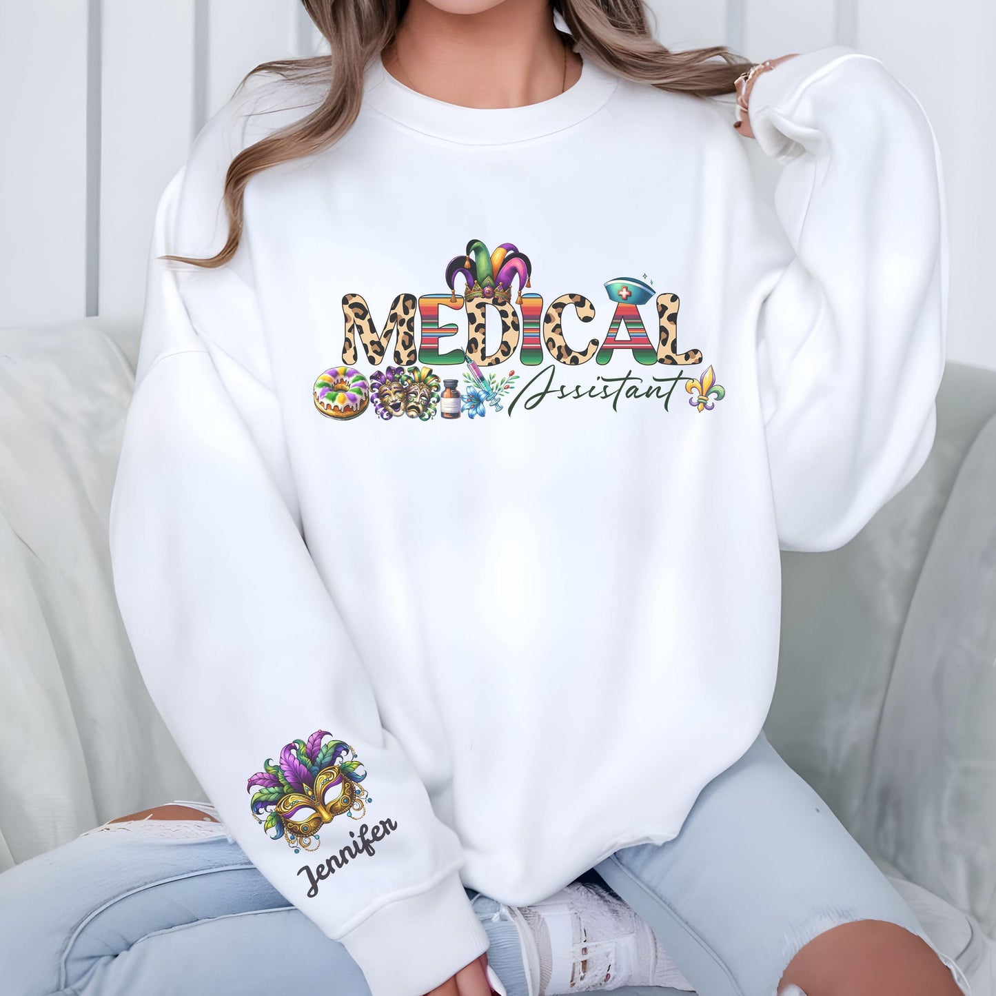 Personalized Medical Assistant Mardi Gras Shirt, Mardi Gras Shirt, Medical Assistant Gifts, CMA, Healthcare Worker, Nursing Student