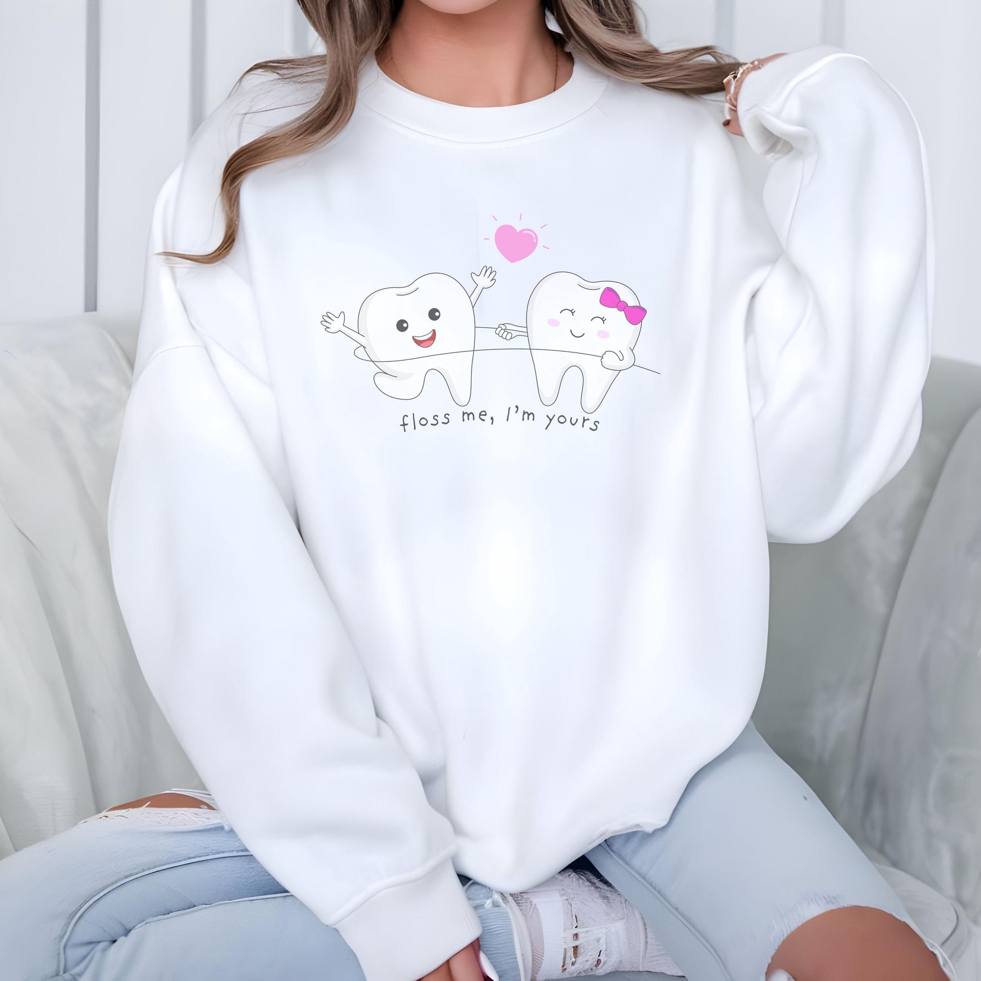 Floss Me I'm Yours Funny Valentine Sweatshirt, Funny Dental Sweater, Dental Hygiene gifts, Dental squad, Dental hygienist shirt