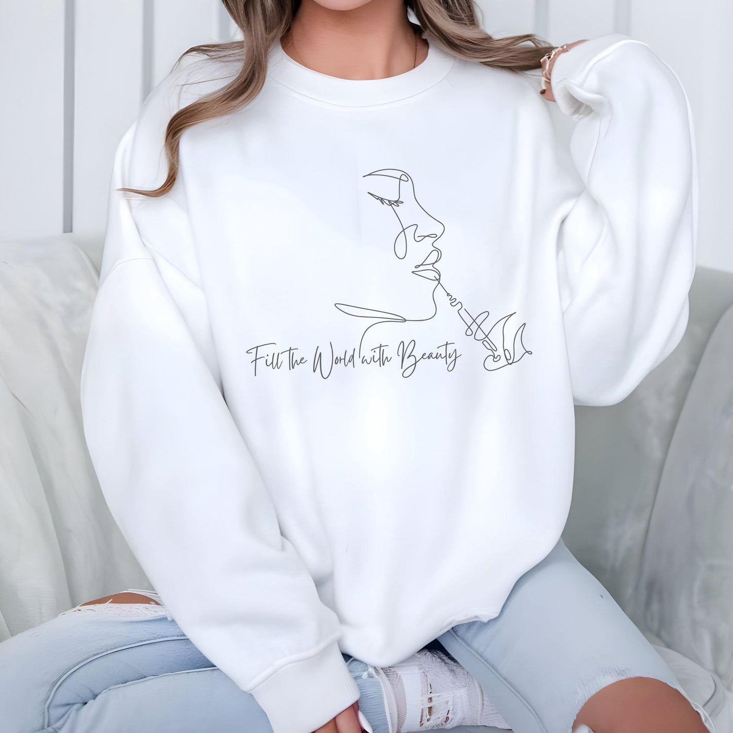 Fill The World with Beauty Aesthetics Sweatshirt, Medical Spa Gift for Nurse Injectors, Plastic Surgery, Aesthetic Injector, Botox Filler