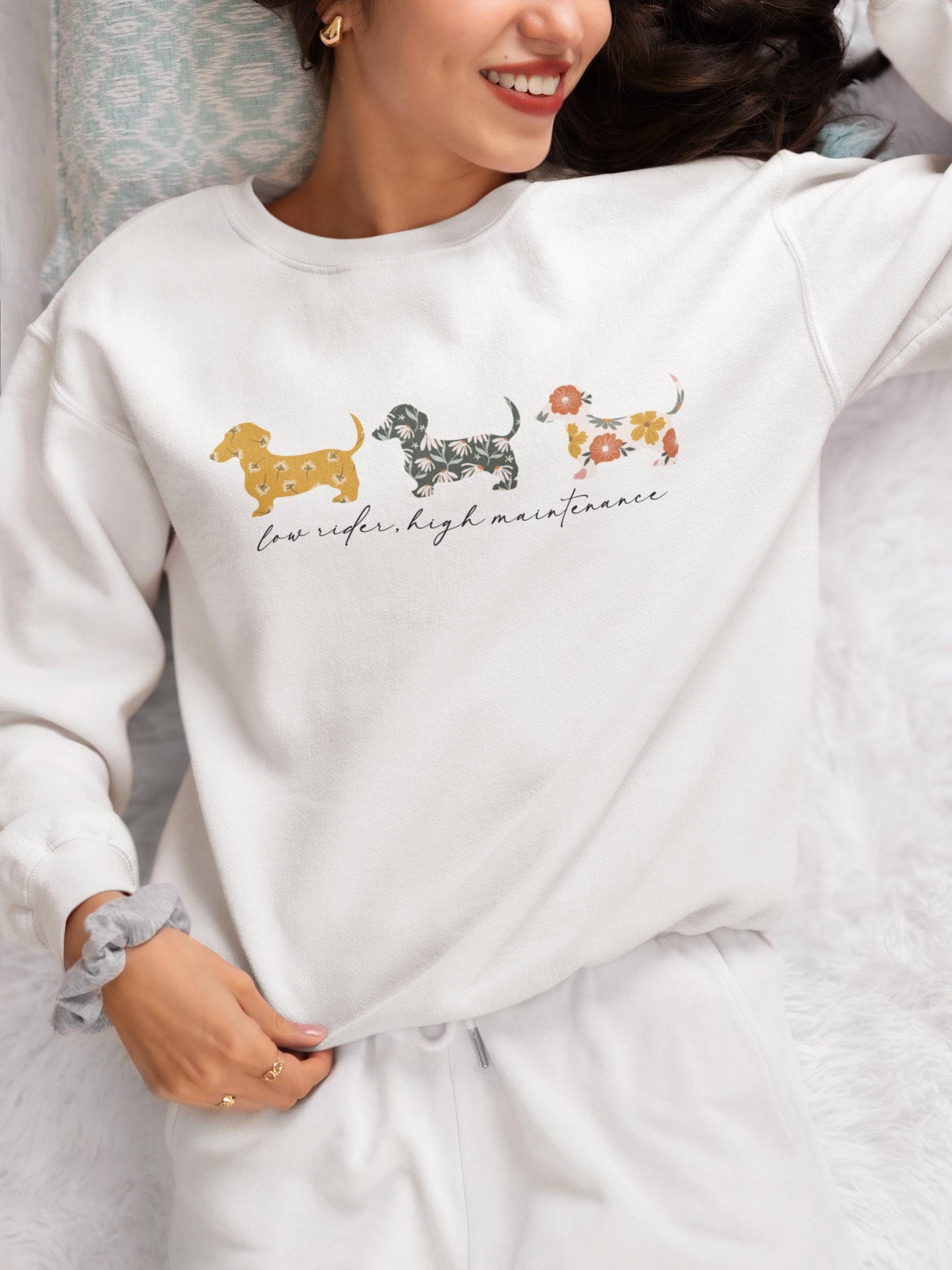 Low Rider High Maintenance Funny Dachshund Shirt, Dog Mom, Doxie, Dachshund Sweatshirt, Dachshund mom, Wiener Dog Mom Sweatshirt